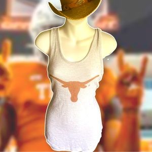 Chicka-D semi sheer sparkle Texas Longhorn tank top